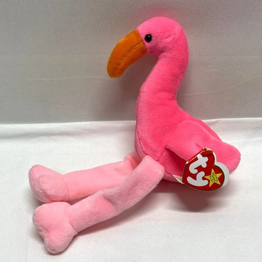 Vintage Ty Beanie Babies Pinky Flamingo Pink Bird Retired 1995 Rare See Tags MWT